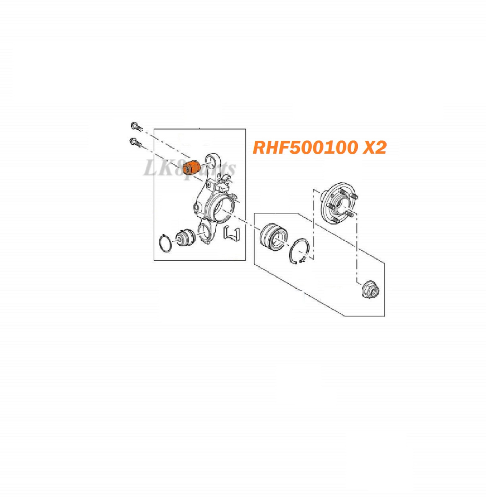 Land Rover Range Sport LR3 LR4 Rear Knuckle Upper Bushing RHF500100 Set ...