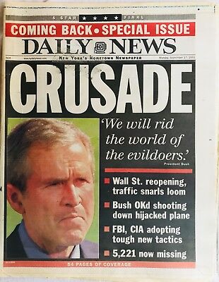 SEPT 17, 2001 NY DAILY NEWS 9-11 WTC BUSH “CRUSADE” *MINT & UNREAD* | eBay