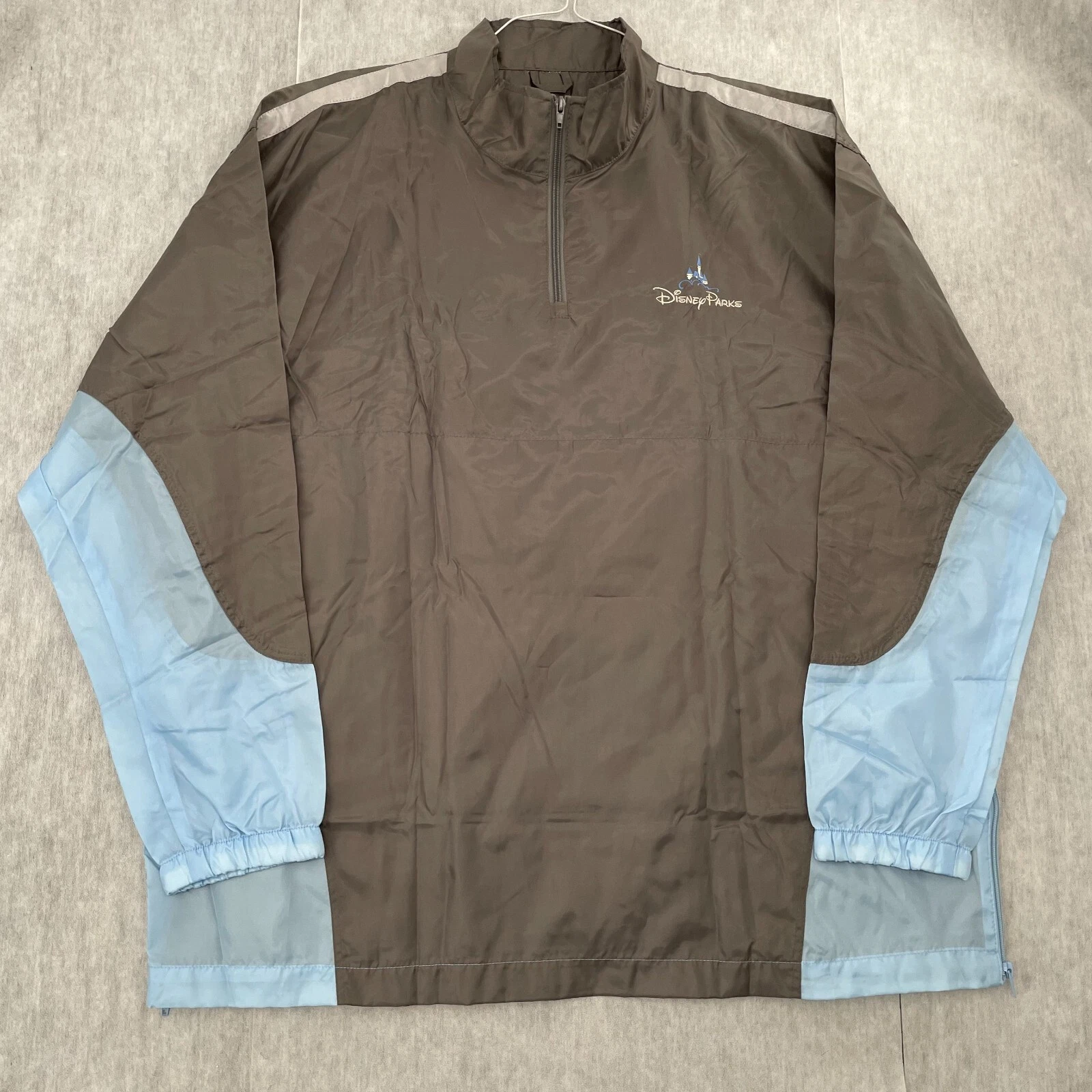 Walt Disney Parks Jacket Adult XL - 2XL Brown Blue Packable Windbreaker Mens NEW