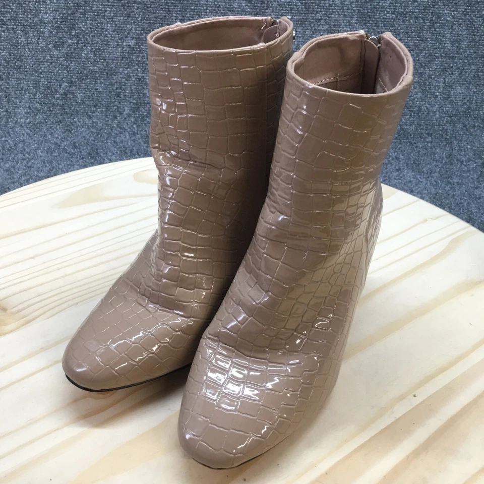 Topshop Botas Mujer 37 Belice Espalda Cremallera Botín Marrón Imitación Cuero Tacones Foto 3 de 4