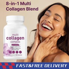 Multi Collagen 8 in 1 Complex for Women  240 Capsules  Type I, II, III, V, X