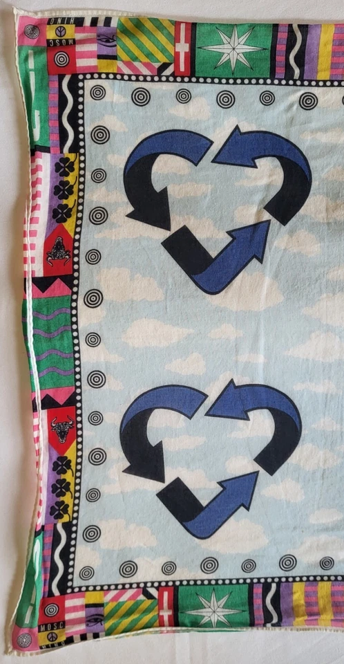 Moschino Pocket Square Handkerchief Multicolor 18" x 18" 100% Silk Vintage - Image 4 of 4