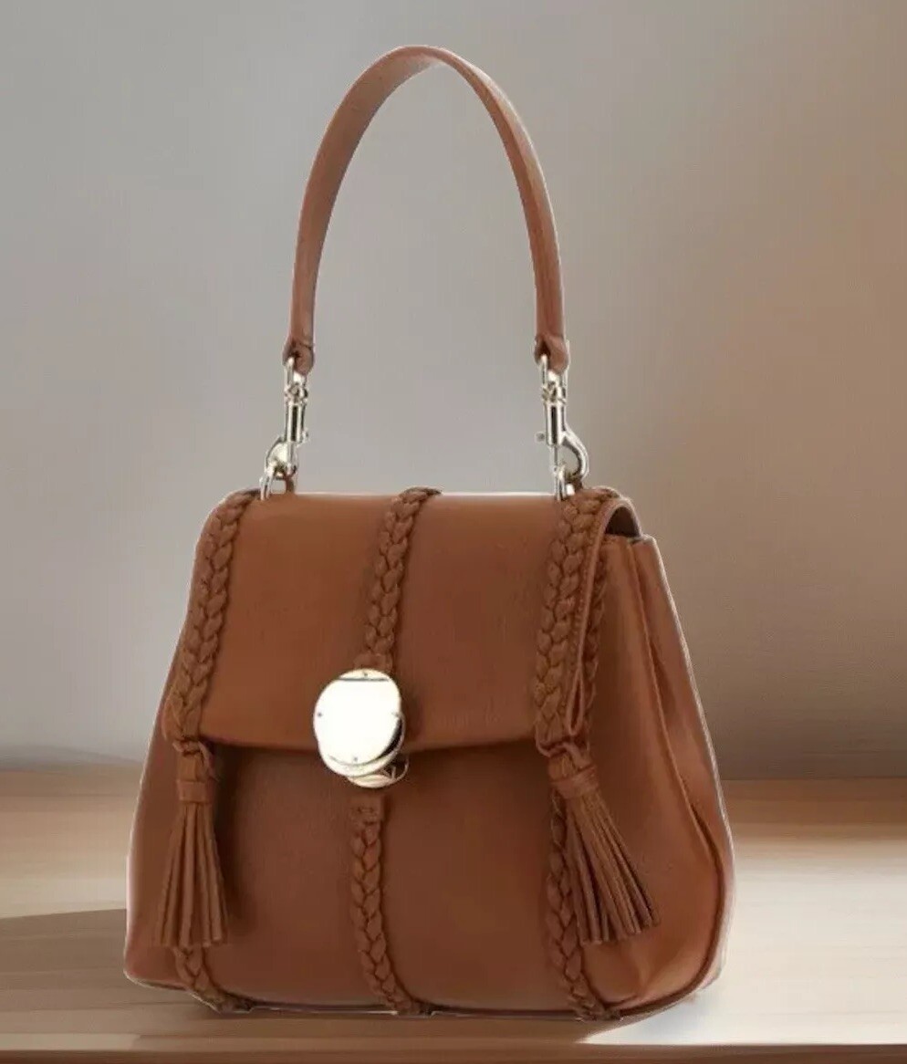 【関税&送料込】Chloe Caramel Leather Medium Penelope Handba AUTH NWT $2390 Chloé Penelope Small Braided Top Handle