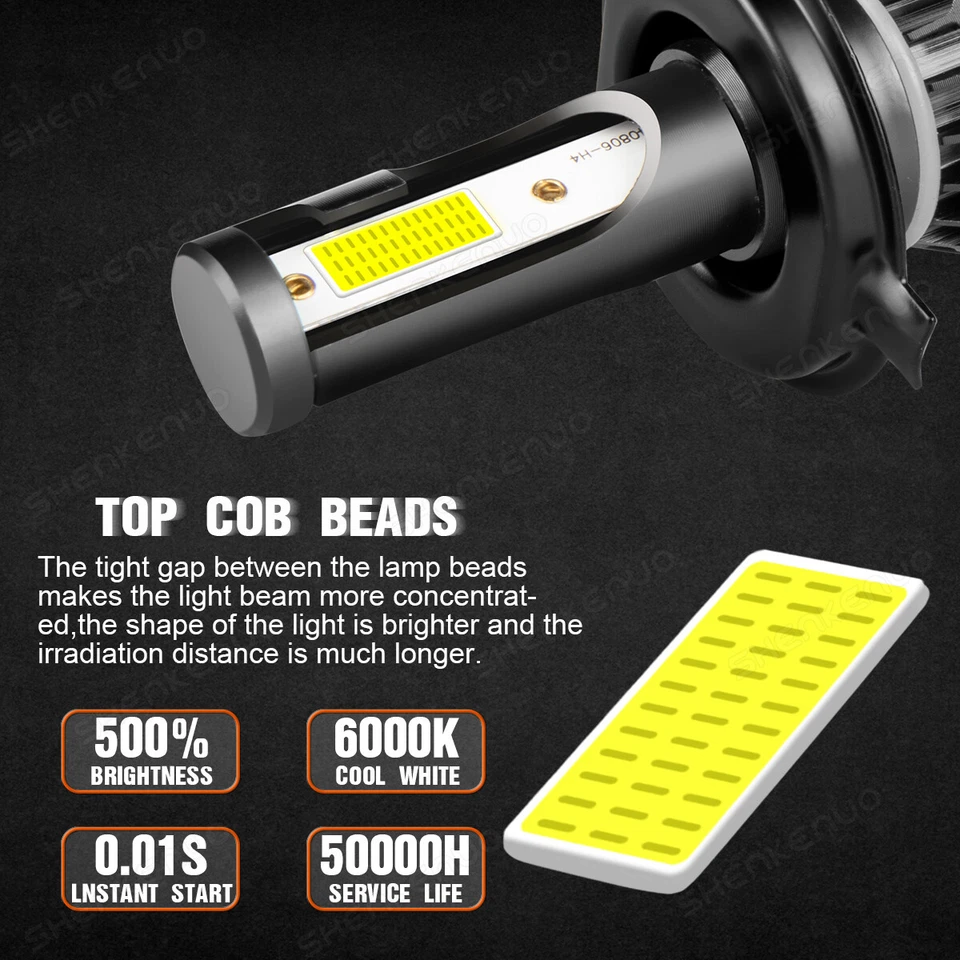 Fit Chevrolet C10 C20 C30 1981-1986 Pair 7x6" 5x7 LED Headlights Hi/Lo Lamps - Image 4 of 4