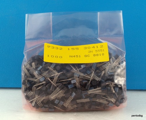 1000 un. transistores 2N5551 NPN 0,6A 180V 0,63W 100-300 MHz Philips - Imagen 2 de 6