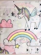 UNICORNS RAINBOWS CLOUDS PEVA SHOWER CURTAIN PASTEL COLORS STAR DREAM