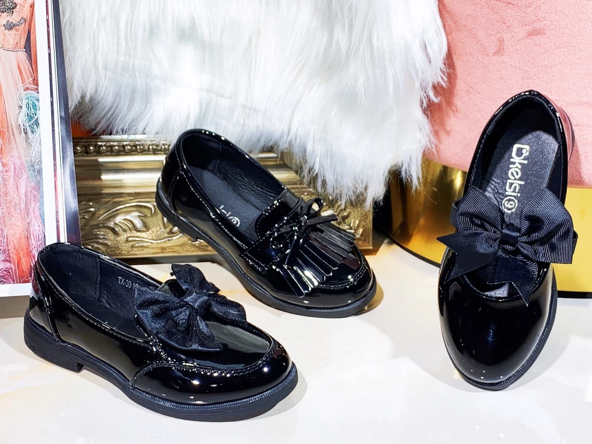 Girls black best sale party shoes