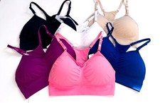 6 Pack Women Seamless Sports Yoga Bra Wireless Impact Fitness Bralette One Size