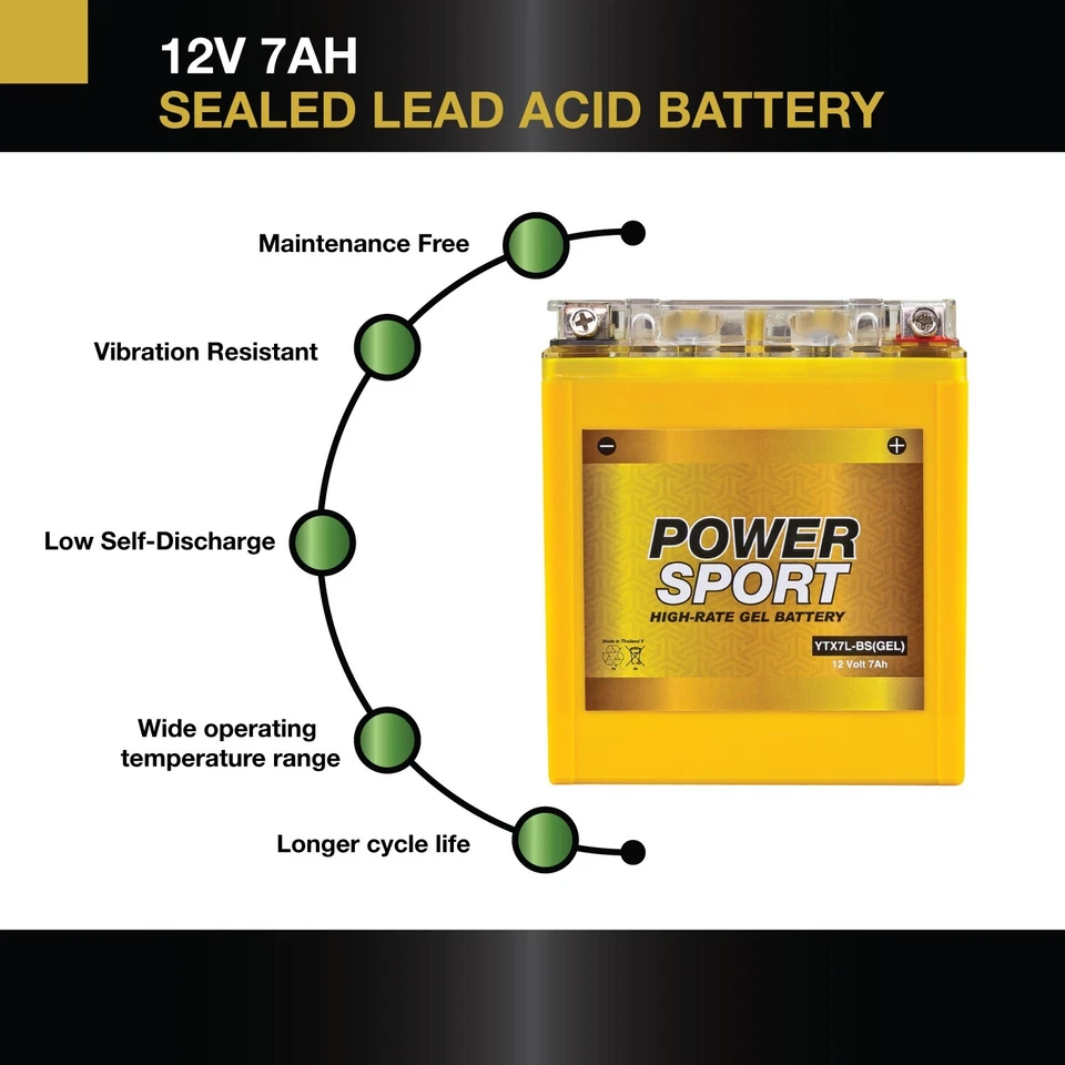 ExpertPower YTX7L-BS Gel Battery  for Kawasaki KLX140, L '08-14 Foto 4 de 4