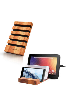 Mazzello Wooden Phone Charging Station for Multiple Devices- Holds  devices
