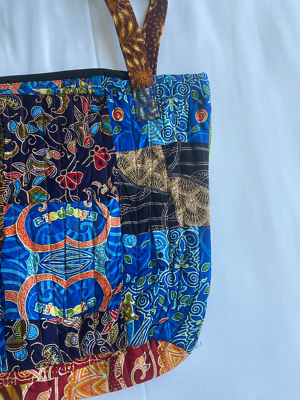 Bag Purse Pocket Tote Java Multi Color Patch Fabric Cloth