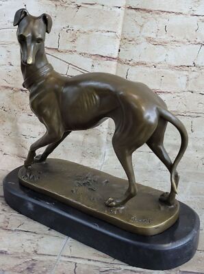 Vintage 100% Bronze Statue Windhund Hund Von Barye , Französisch Skulptur Dekor