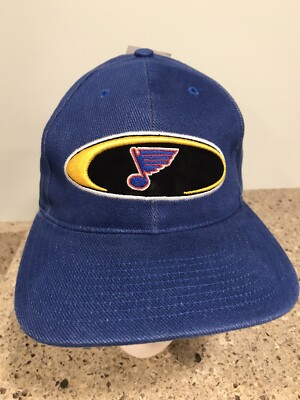 St. Louis Blues Box Seat Retro Vintage 1990 s Hook Loop Strap Hat Cap NWT Faded