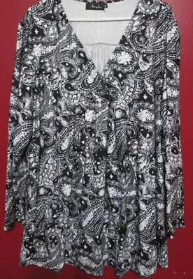 #ad Amzplus womens top 5x long sleeved v neck NWOT $15.99