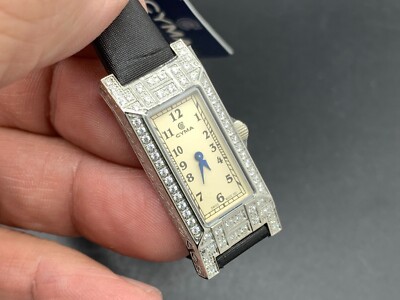Swiss Made Cyma crystal Bezel Beige Dial Sapphire Crystal Quartz