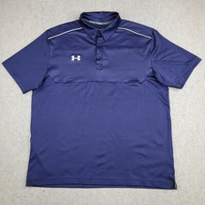 Under Armour Golf Polo Shirt Mens Large Loose Navy Blue Short Sleeve Breathable