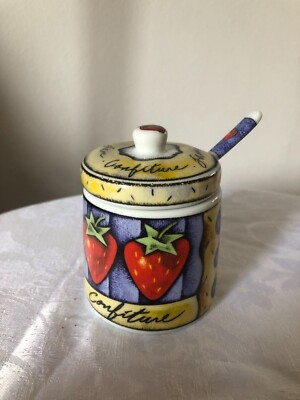 Joie De Vivre Confiture Marmeladentopf Deckel & Löffel Erdbeeren