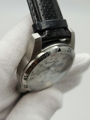 Wenger Men's Silver Tone Case & White Dial Day-Date Swiss Made