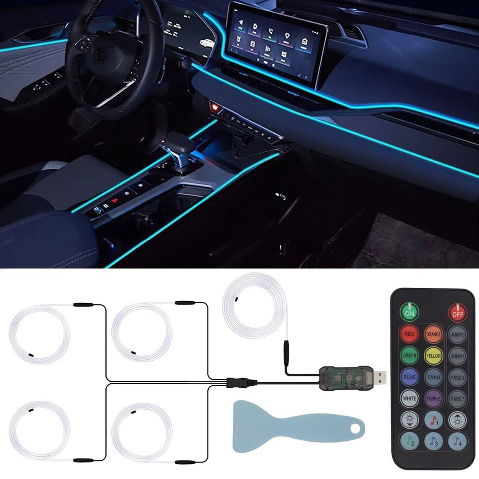 7M Car RGB Interior Ambient LED Strip Lights APP Music Control Atmosphere Lamp Foto 2 de 4
