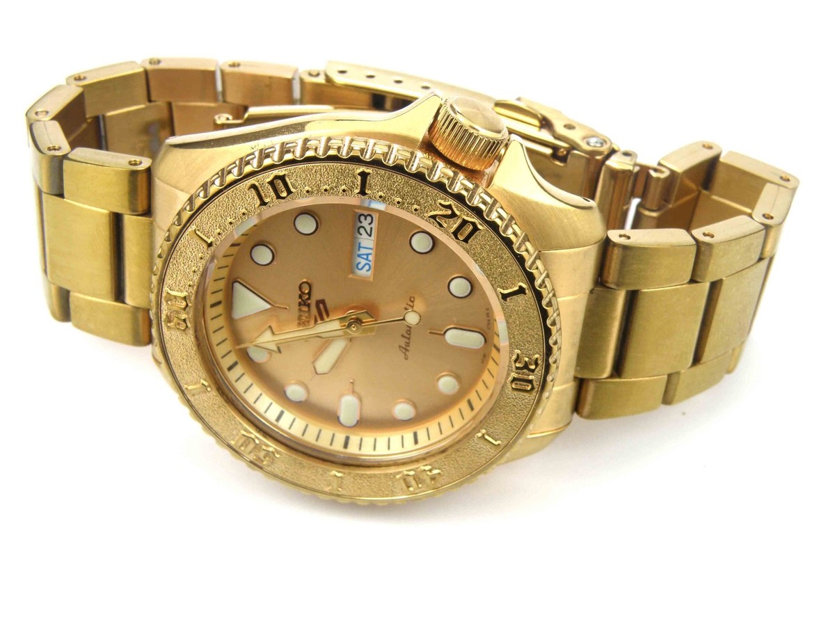 Men's Seiko 4R36-08E0 Rose Gold Automatic Watch - 100m | eBay UK