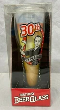 BigMouth Toy Milestone Happy 30th Birthday Pilsner Beer Glass Over the Hill Gift