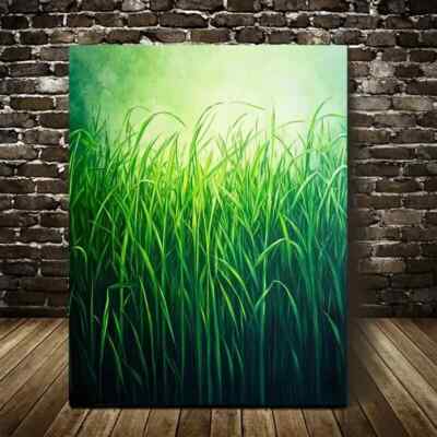 Beautiful Vibrant Green Sugarcane Grass Meadow Metal Print Ready to Hang