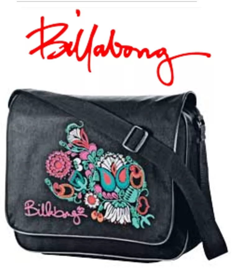 Billabong Womens Girls Messenger School Student Bag Satchel - Black Paisley