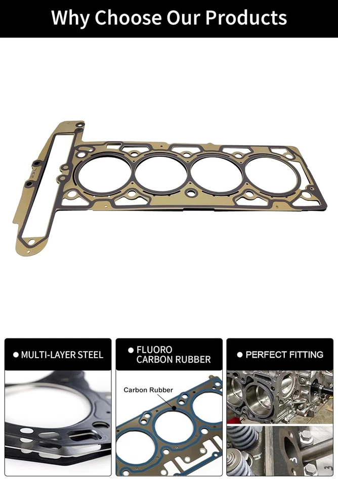 Head Gasket Set, Compatible 2010-2017 Chevy Equinox Captiva Impala Malibu, GMC T - Image 4 of 4