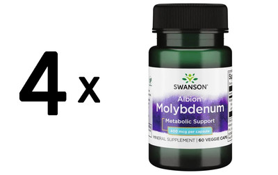 4 x Swanson Albion Chelated Molybdenum, 400mcg - 60 vcaps (120,79 EUR/kg)