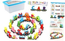 Wooden Alphabet Train Toy 27 PCS Magnetic Alphabet ABC Train  Box