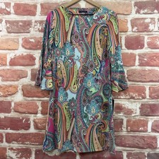 Tommy Hilfiger Dress Womens 6 Multicolor Boho Floral Paisley Bell Sleeve Casual