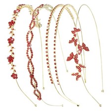 4 Pack Rhinestone Headband Red Headband Flower Gold band red rhinestones