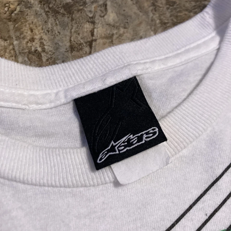 Vintage Y2K Alpine Star White Green Big Logo T Shirt Size Medium - Image 3 of 4