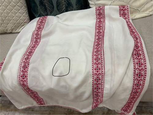 White Vintage Palestinian Traditional Thobe- Hand-Embroidered Tatreez Dress - Picture 14 of 18