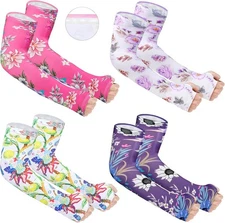 4 Pair Gardening Sleeves Women Anti-Slip Sun Protection Sleeves to Cover Arms Co