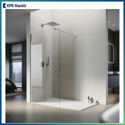 Duschwand 90 x 200 cm aus 8 mm NANO Glas für Walk-In Dusche
