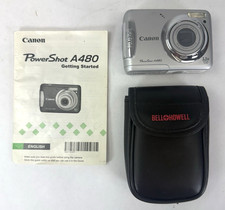Canon Powershot A480 silver Compact Dugutal Camera w/ Case & Manual