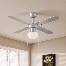 Ceiling Fan With Light 42" Silver with Grey / Black Reversible Blades & Motor