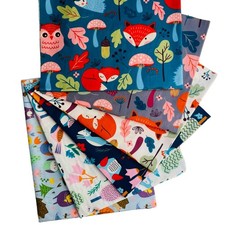 Forest Cotton Fabric Fat Quarters Bundles Cute Animal Quilting Fabric for Bab...
