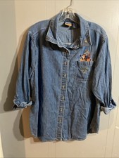 Winnie the Pooh Tigger Vintage Embroidered Denim Shirt Disney Store Rare 18/20