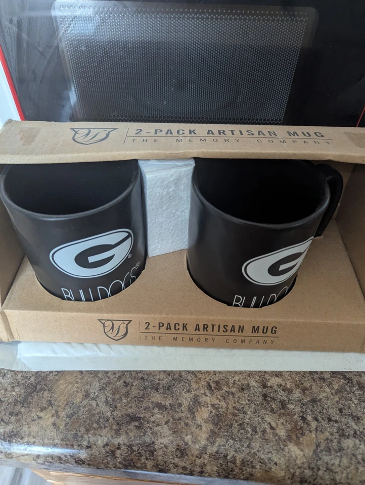 Georgia Bulldogs UGA Artesanal Farmhouse Memory Company Paquete de 2 Tazas Tazas Nuevo Foto 2 de 3