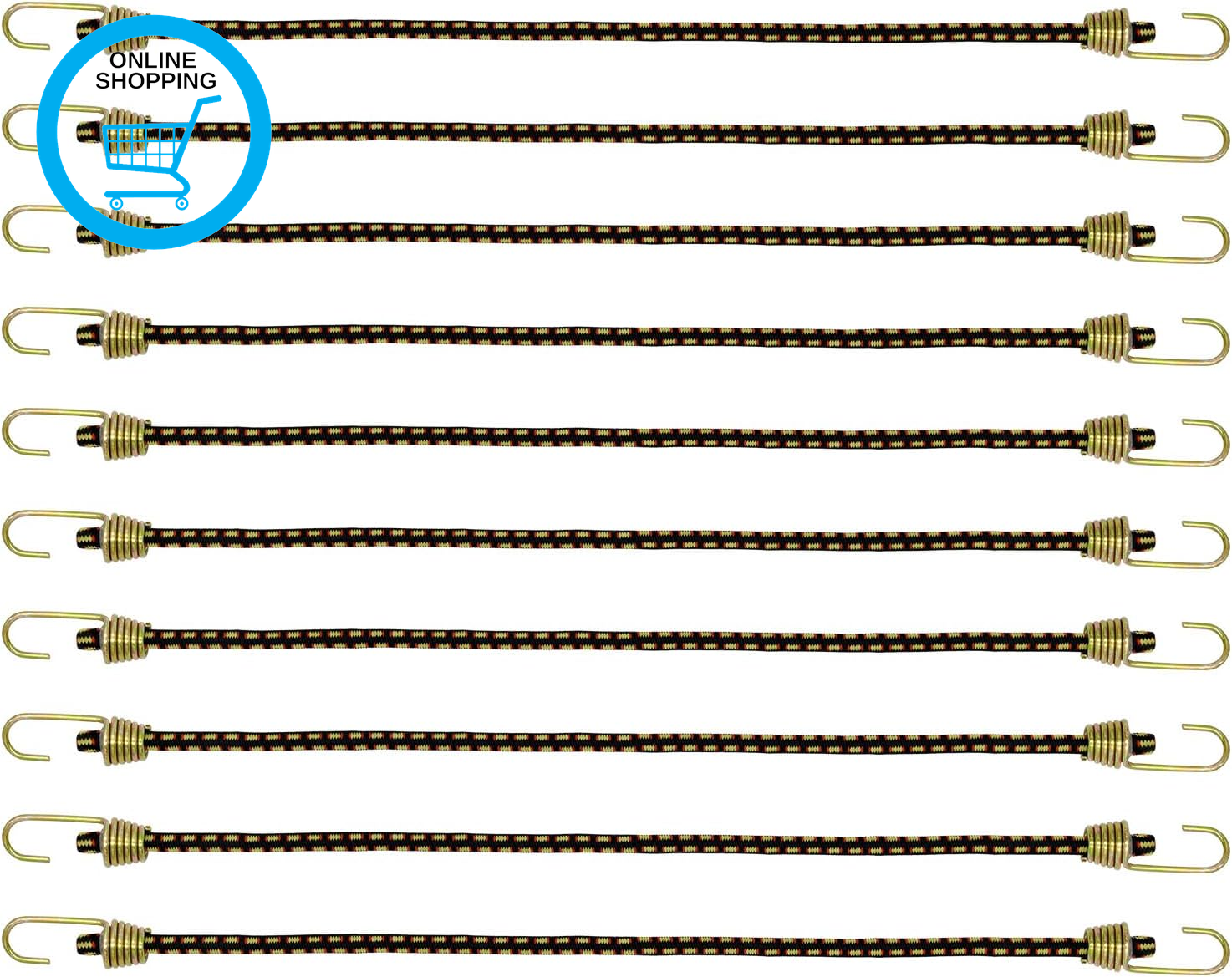 10"" (25Cm) Bungee Cords with Hooks, 10 Pack Mini-Rope Luggage Rope Bungee Straps