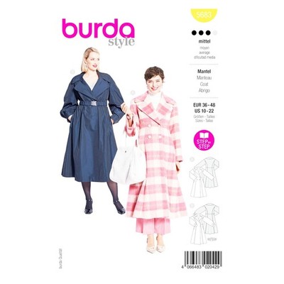 Burda Style Schnittmuster Nr. 5683 - Mantel - Damenmantel - Doppelreiher
