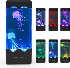 Jellyfish Lamp, LED Jelly Fish Aquarium Tank 3.5"D x 3.5"W x 8.3"H, Black