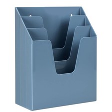 Acrimet Vertical Triple File Folder Holder Organizer, Solid Blue Color