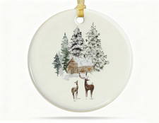 Rustic Christmas Deer Ornament for Christmas Tree Decoration,Farmhouse Winter Sn