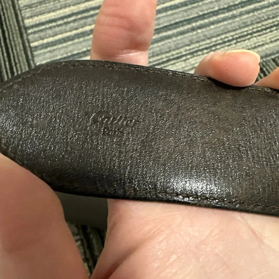 Cartier Hebilla de Cinturón Negro Plata Repujado 2C Logo para Hombre Buen Estado Raro FS Foto 2 de 4