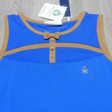 Penguin Women's S L Bow Mixed Media Tank Top Nautical Blue S/L NWT