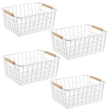White Wire Baskets for Organizing with Handles Pantry Organizers and Storage ...