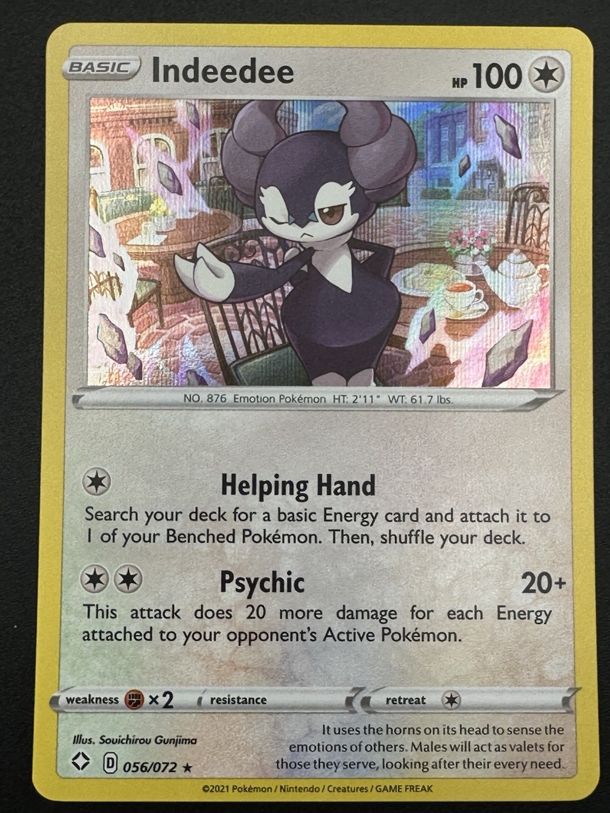 Pokémon Card Indeedee Holo Rare Shining Fates 056/072 M/NM